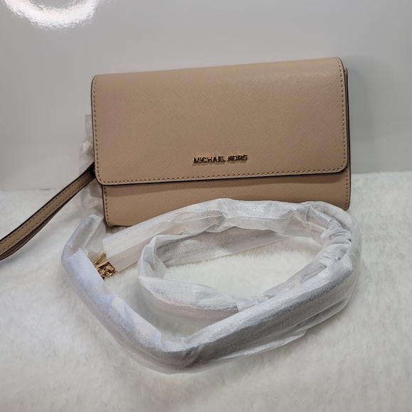 MK 3n1 clutch, wristlet xbody bag in taupe &black - Picture 2 of 11